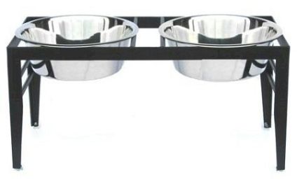 Chariot Double Elevated Dog Bowl - Small/Black