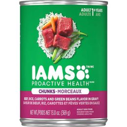 Iams Proactive Health Adult Beef, Rice, Carrots And Green Beans Flavor Chunks In Gravy Wet Dog Food 13Oz  (Case Of 12)