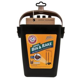 Arm & Hammer Swivel Bin & Rake Black One Size