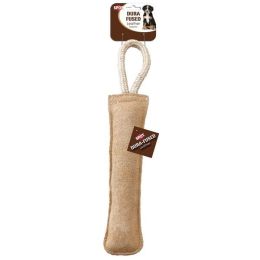 Dura-Fused Leather Retriever Dog Toy Brown, White 15 in