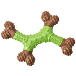 Bam-Bone Dental X-Bone Dog Toy Green/Brown 6in