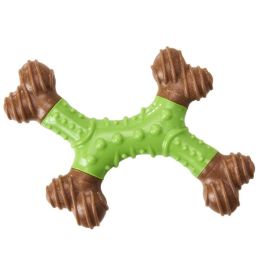 Bam-Bone Dental X-Bone Dog Toy Green/Brown 8in