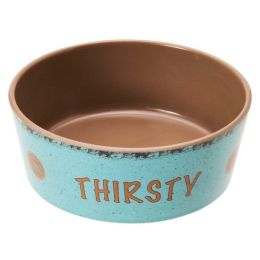 Spot Unbreak-A-Bowlz Stoneware Dog Bowl Turquoise, Tan Medium 6 in
