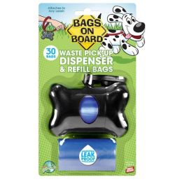 Bags on Board Bone Waste Pick-up Bag Dispenser with Dookie Dock Black 2 rolls of 15 pet waste bags 9 in x 14 in