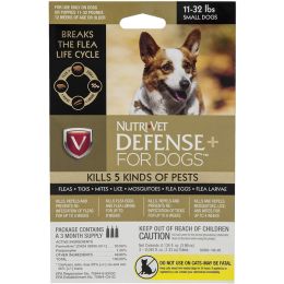 Nutri-Vet Defense+ Flea & Tick for Dog 1ea/SM11-32 lb, 4 pk