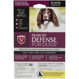 NutriVet Defense Flea  Tick for Dog 1ea/XL, 66Lb, 4 pk