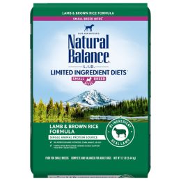 Natural Balance Pet Foods L.I.D. Small Breed Bites Dry Dog Food Lamb  Brown Rice, 1ea/12 lb