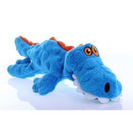 goDog Just For Me Gator with Chew Guard Technology Tough Plush Dog Toy Blue Small