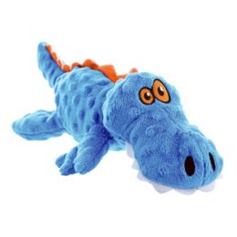 goDog Just For Me Gator with Chew Guard Technology Tough Plush Dog Toy Blue Large