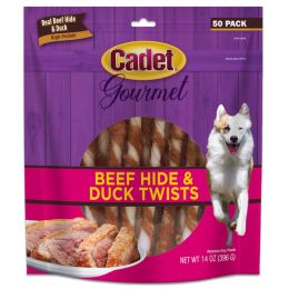 Cadet Gourmet Beef Hide  Duck Dog Twist Sticks Beef Hide  Duck, 1ea/5 In. 50 ct