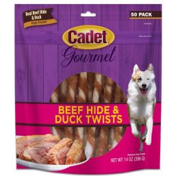 Cadet Gourmet Beef Hide  Duck Dog Twist Sticks Beef Hide  Duck, 1ea/5 In. 50 ct