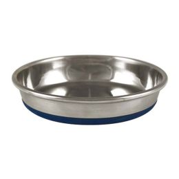 OurPets Premium Rubber Bonded Stainless Steel Cat Bowl Silver 12 oz