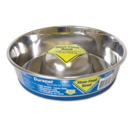 OurPets Premium Stainless Steel Slow Feed Dog Bowl Silver Small
