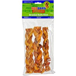 Redbarn Pet Products Braided Bully Stick Dog Treat 7 in 3 Pack