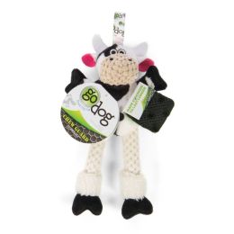 goDog Checkers Skinny Durable Plush Dog Toy Cow Mini