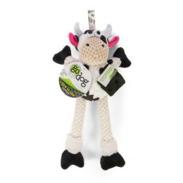 goDog Checkers Skinny Durable Plush Dog Toy Cow Small