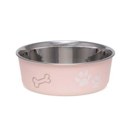 Loving Pets Classic Dog Bowl Paw Print & Bone Paparazzi Pink Large