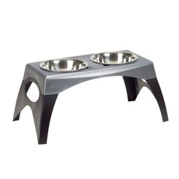 Bergan Stormcloud Elevated Feeder 2 Dog Bowl Black, Grey Medium