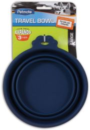 Petmate Round Silicone Travel Pet Bowl Blue (size: Large 1 count)