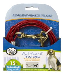 Four Paws Walk-About Tie-Out Cable Medium Weight for Dogs up to 50 lbs (size: 15' Long)