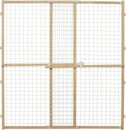 MidWest Wire Mesh Wood Presuure Mount Pet Safety Gate (size: 44" tall - 1 count)