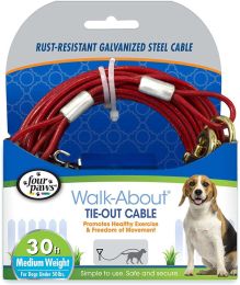 Four Paws Dog Tie Out Cable - Medium Weight - Red (size: 30" Long Cable)
