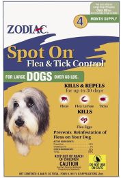 Zodiac Spot on Flea & Tick Controller for Dogs (size: Large Dogs over 60 lbs (4 Pack))