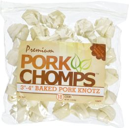 Pork Chomps Knotz Knotted Pork Chew - Baked (size: Medium - 18 Count - (3"-4" Chews))